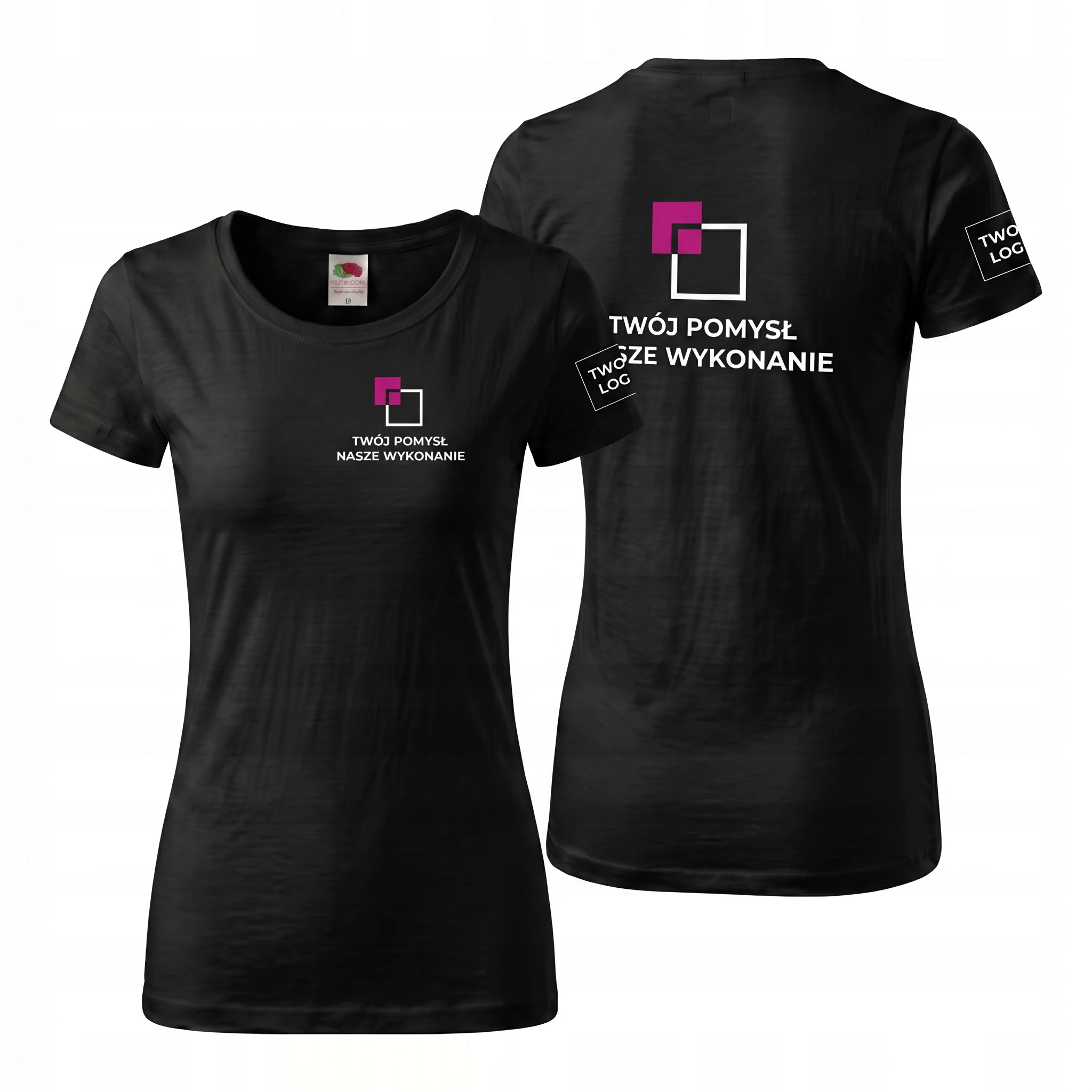 614240-BLACK-FEMALE_1-1.webp Koszulka T-Shirt Premium Czarna damska 100% bawełna - obrazek 1