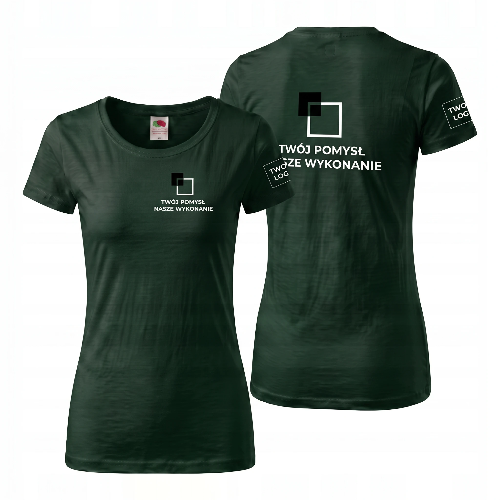 614240-BOTTLE_GREEN-FEMALE_1-1.webp Koszulka T-Shirt Premium Butelkowa zieleń damska 100% bawełna - obrazek 1