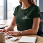 Koszulka T-Shirt Premium Butelkowa zieleń damska 100% bawełna - obrazek 4