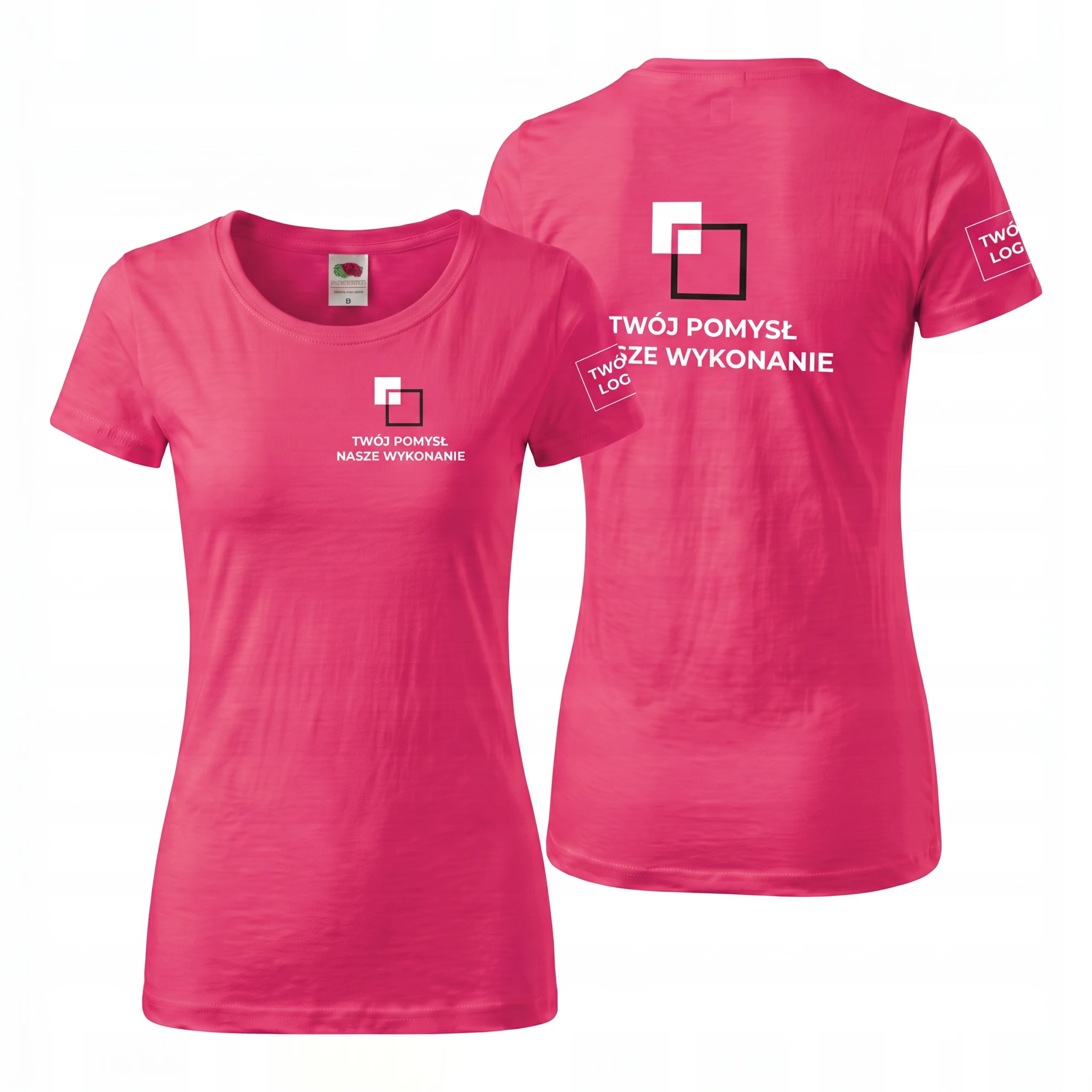 614240-FUSHCIA-FEMALE_1-1.webp Koszulka T-Shirt Premium Róż Fuksja damska 100% bawełna - obrazek 1