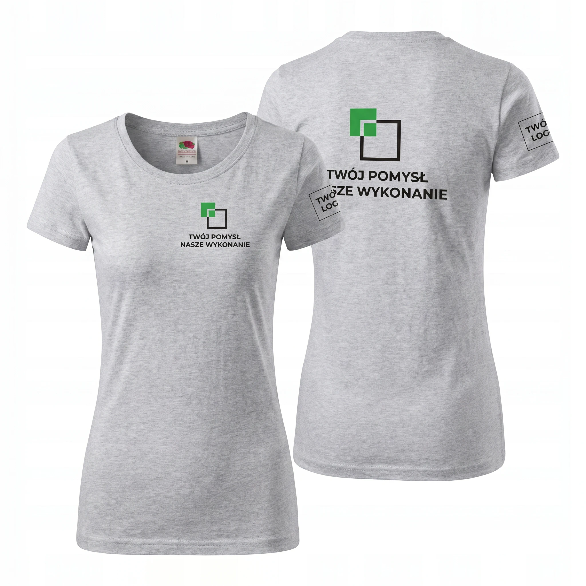 614240-HEATHER_GREY-FEMALE_1-1.webp Koszulka T-Shirt Premium Szary melanż damska 100% bawełna - obrazek 1