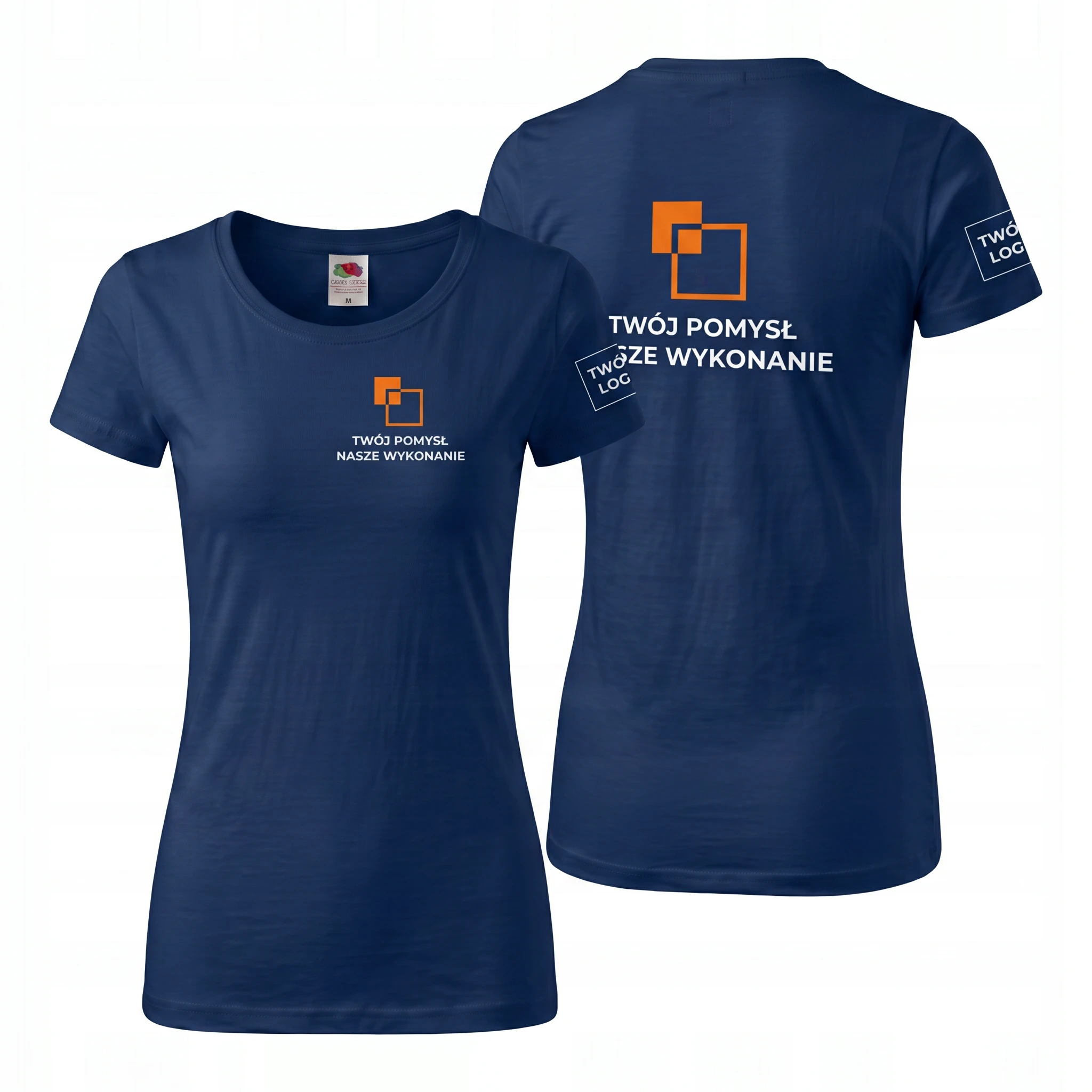 614240-NAVY-FEMALE_1-1.webp Koszulka T-Shirt Premium Granatowa damska 100% bawełna - obrazek 1