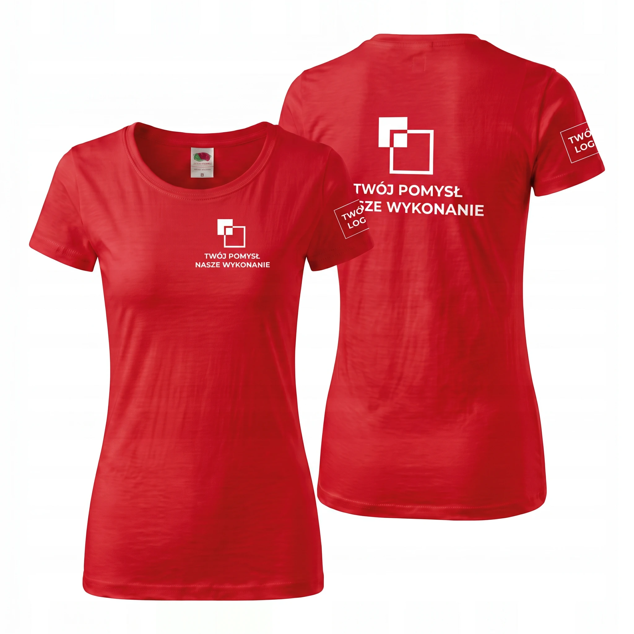 614240-RED-FEMALE_1-1.webp Koszulka T-Shirt Premium Czerwona damska 100% bawełna - obrazek 1