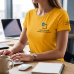 Koszulka T-Shirt Premium Żółta damska 100% bawełna - obrazek 4