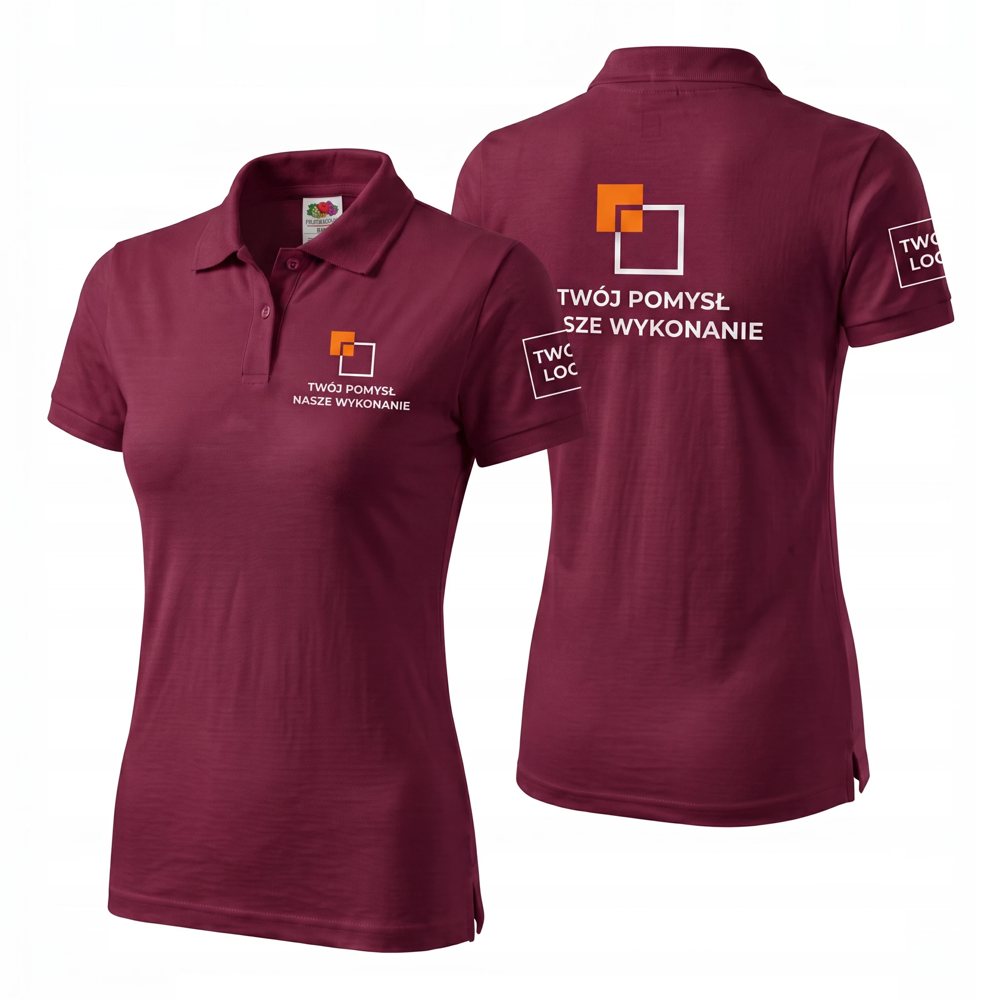 630300-BURGUNDY-FEMALE_1-1.webp Koszulka Polo Premium Bordowa damska 100% bawełna - obrazek 1