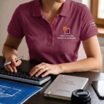 Koszulka Polo Premium Bordowa damska 100% bawełna - obrazek 4