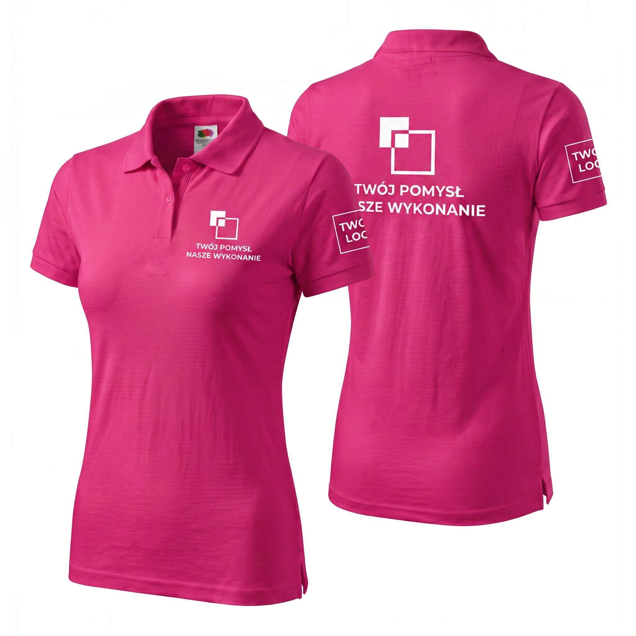 630300-FUSHCIA-FEMALE_1-1.webp Koszulka Polo Premium Różowa (Fuksja) damska 100% bawełna - obrazek 1
