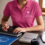 Koszulka Polo Premium Różowa (Fuksja) damska 100% bawełna - obrazek 4