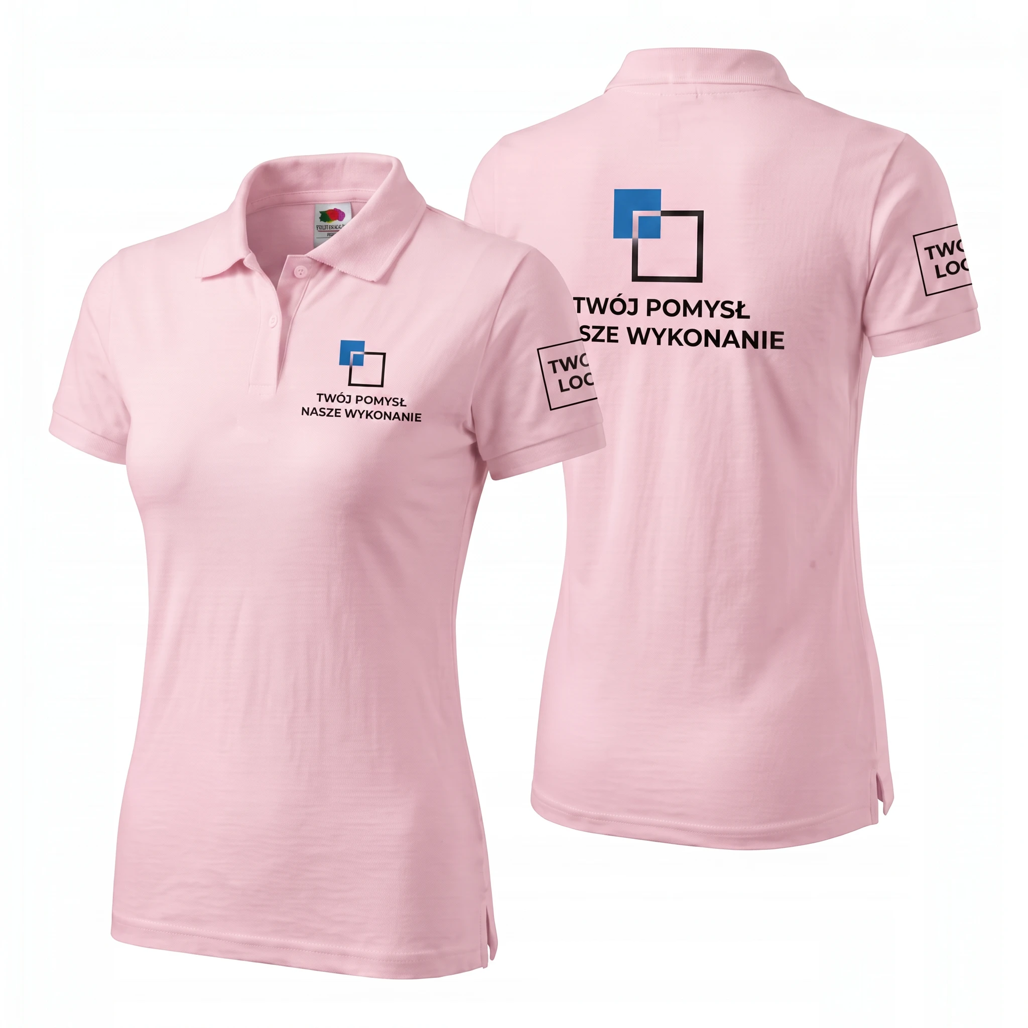 630300-LIGHT_PINK-FEMALE_1-1.webp Koszulka Polo Premium Różowa jasna damska 100% bawełna - obrazek 1