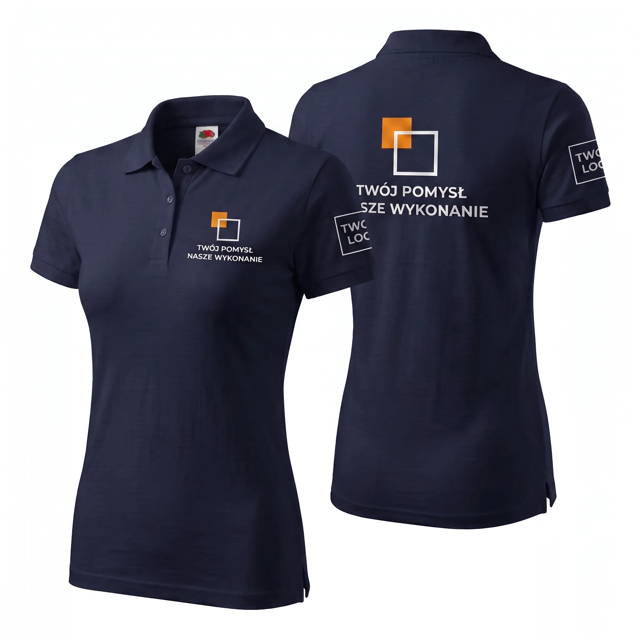 630300-NAVY-FEMALE_1-1.webp Koszulka Polo Premium Granatowa Navy Blue damska 100% bawełna - obrazek 1