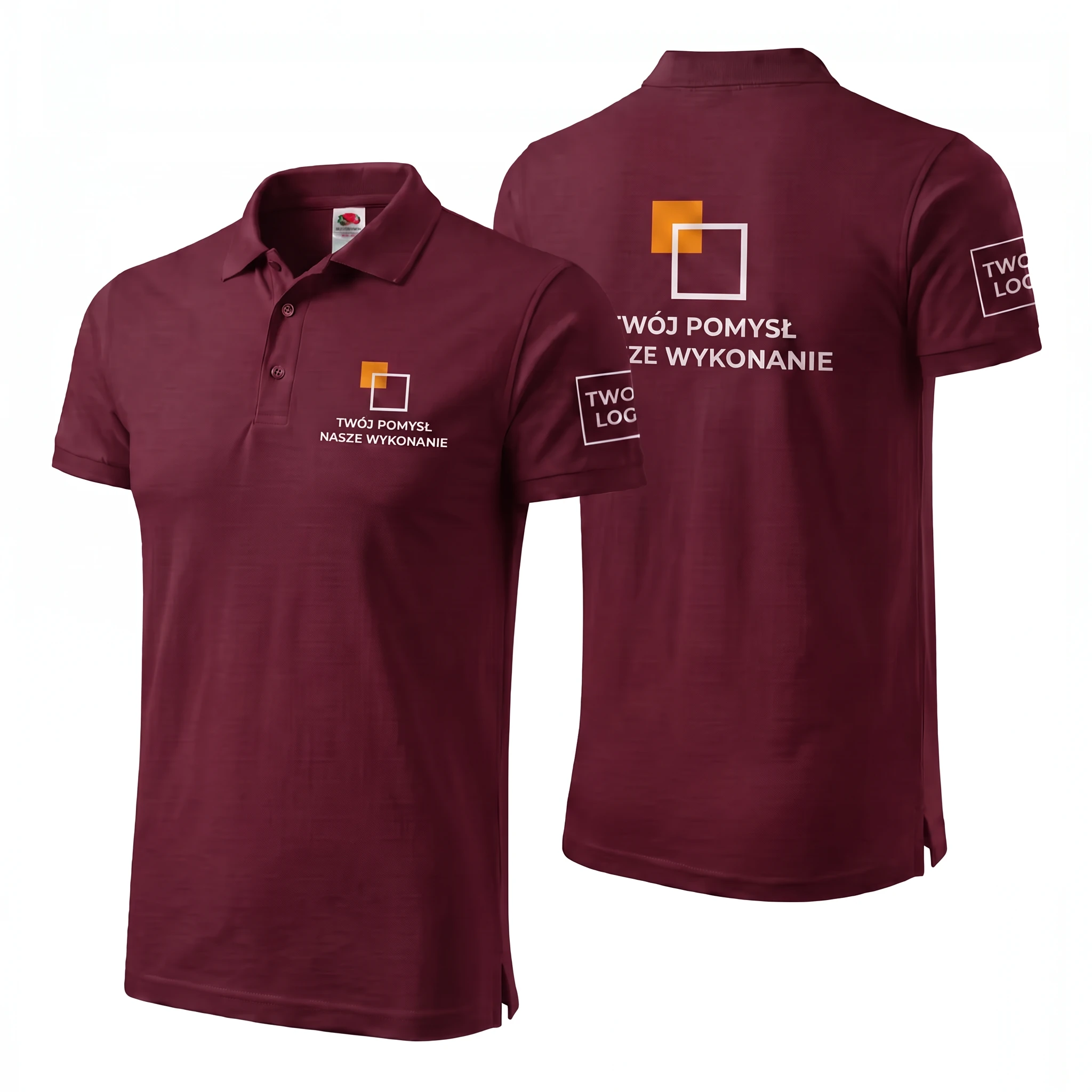 632180-BURGUNDY-MALE_1-1.webp Koszulka Polo Premium Bordowa męska 100% bawełna - obrazek 1
