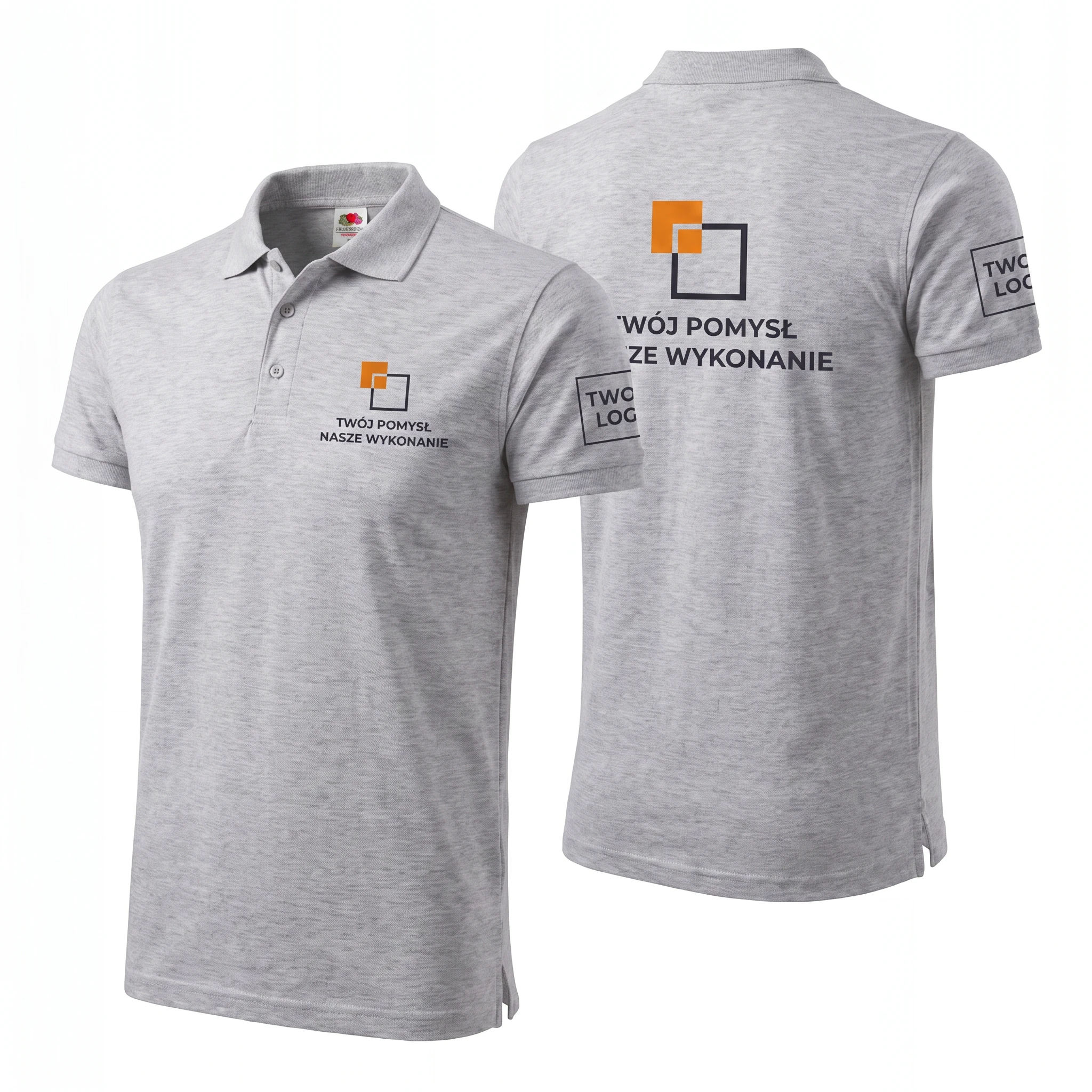 632180-HEATHER_GREY-MALE_1-1.webp Koszulka Polo Premium Szary Melanż męska 100% bawełna - obrazek 1
