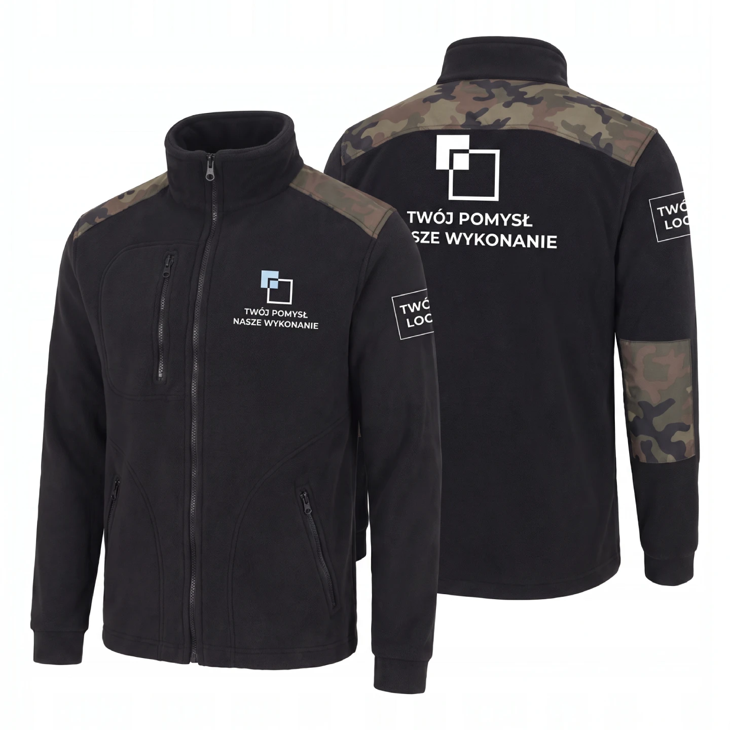 FLRA340-BLACK_CAMO-MALE_1-1.webp Bluza polar premium wzmocniony Czarny Camo męski - obrazek 1