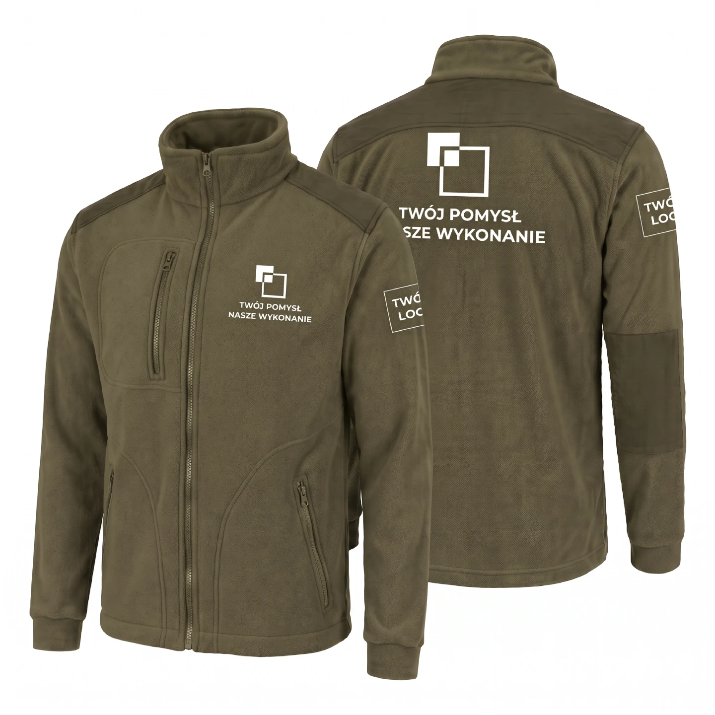 FLRA340-KHAKI-MALE_1-1.webp Bluza polar premium wzmocniony Khaki męski - obrazek 1