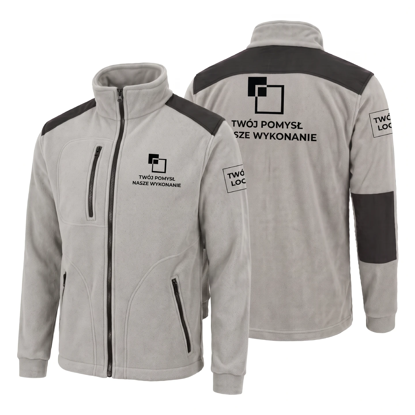 FLRA340-LIGHT_GREY_BLACK-MALE_1-1.webp Bluza polar premium wzmocniony Szary męski - obrazek 1
