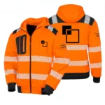 Bluza robocza odblaskowa z kapturem pomarańczowa na zamek