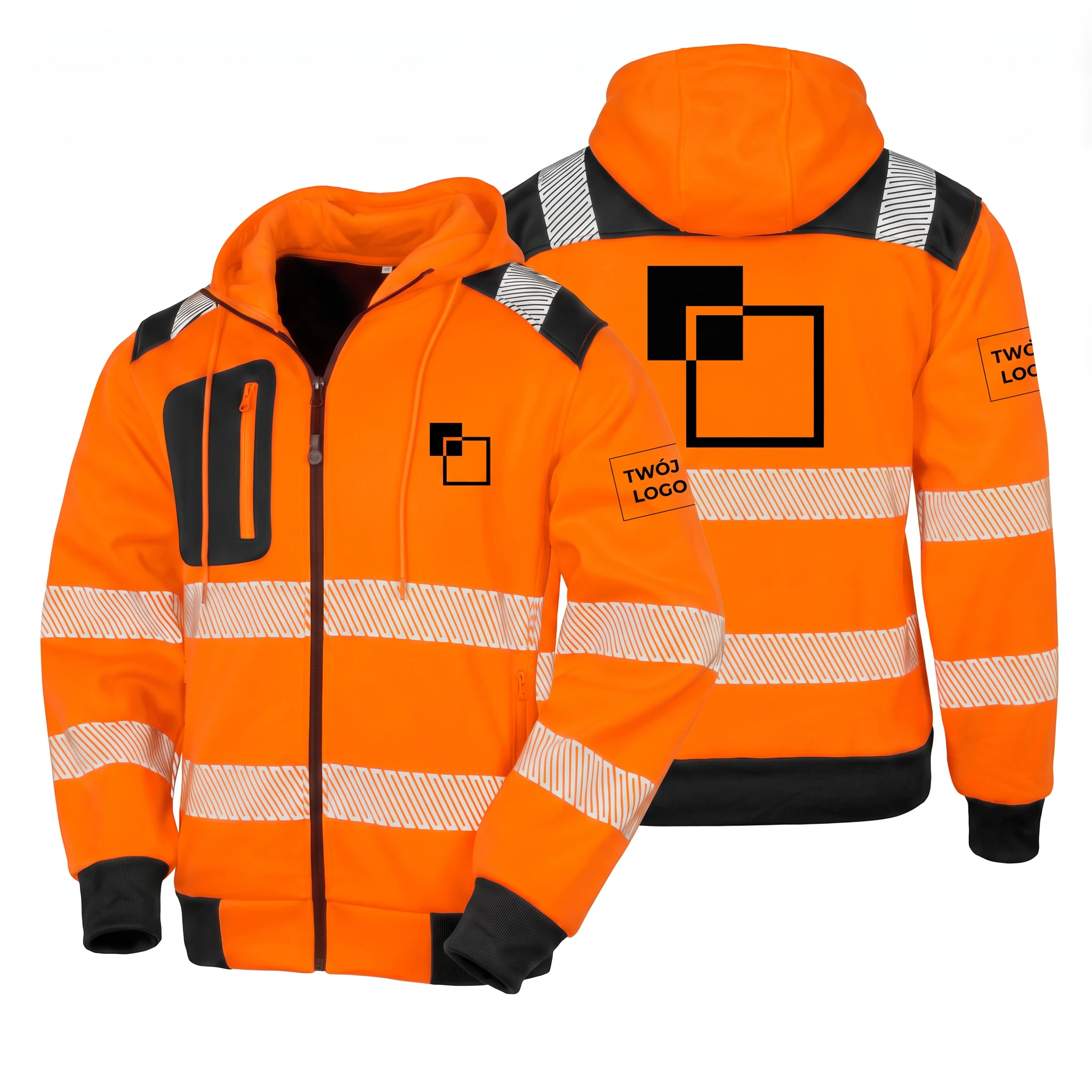 R503X-ORANGE_1-1.webp Bluza robocza odblaskowa z kapturem pomarańczowa na zamek - obrazek 1