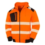 Bluza robocza odblaskowa z kapturem pomarańczowa na zamek - obrazek 2