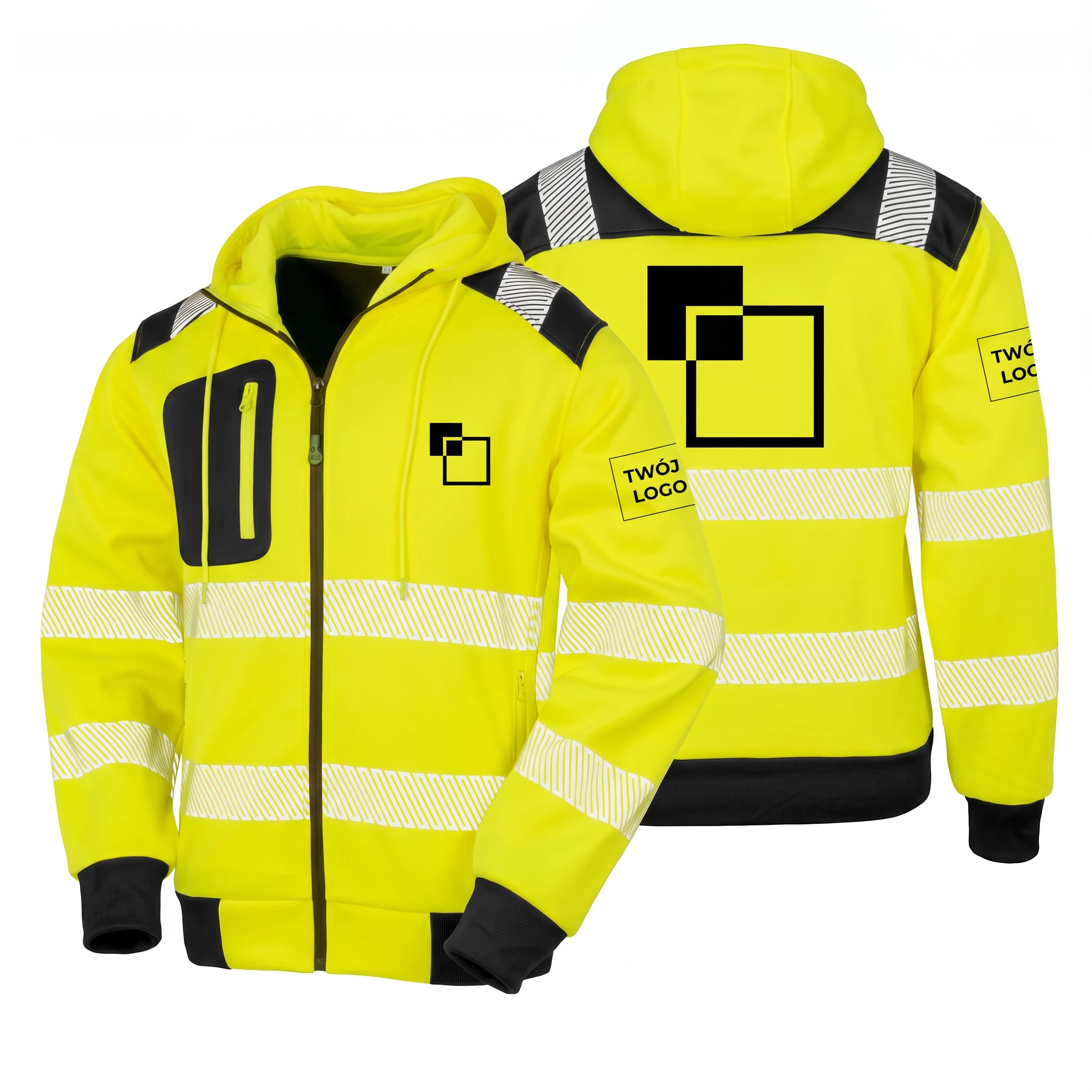 R503X-YELLOW_1-1.webp Bluza robocza odblaskowa z kapturem żółta na zamek - obrazek 1