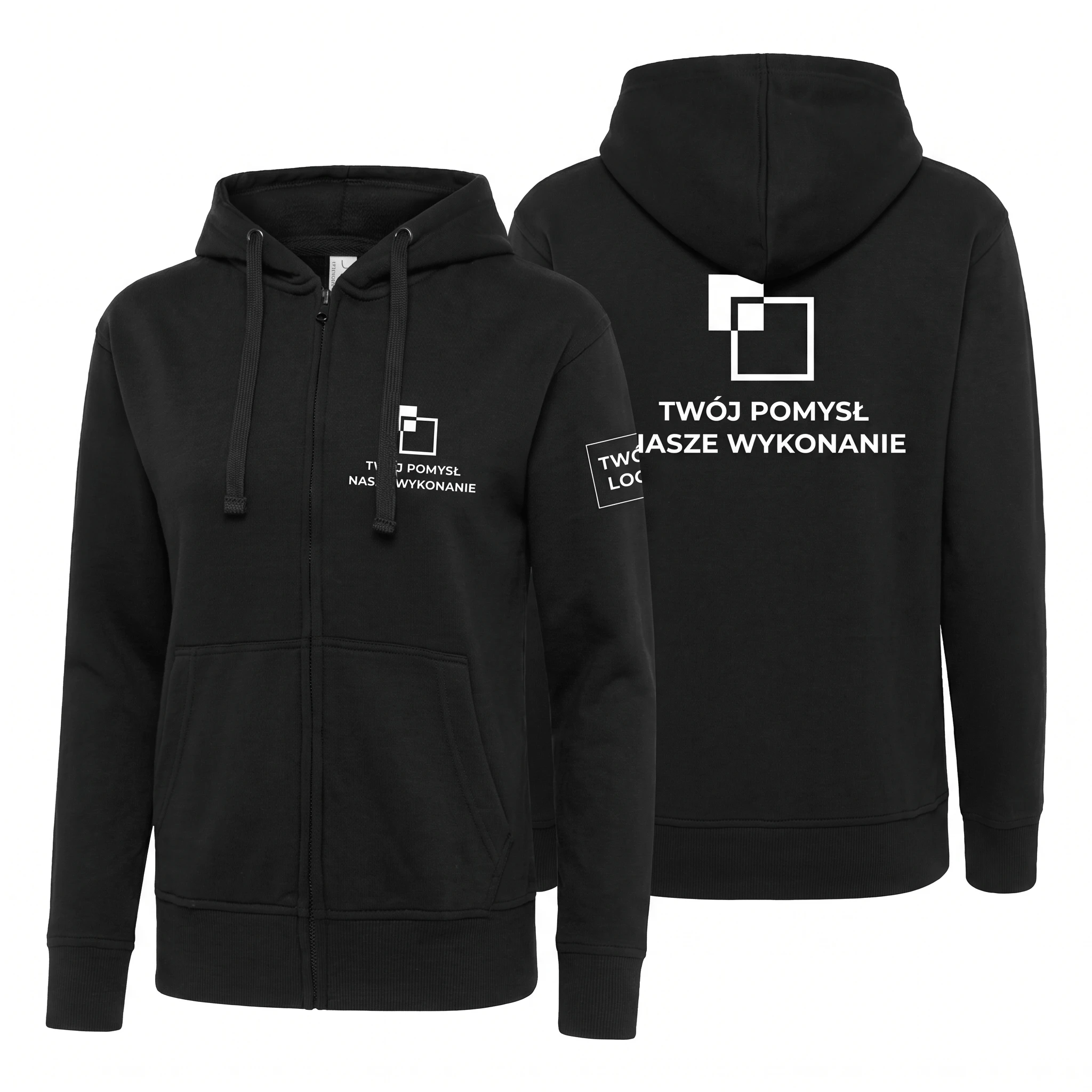 SWULHOOD-BLACK-FEMALE_1-1.webp Bluza damska z kapturem suwak Czarna - obrazek 1