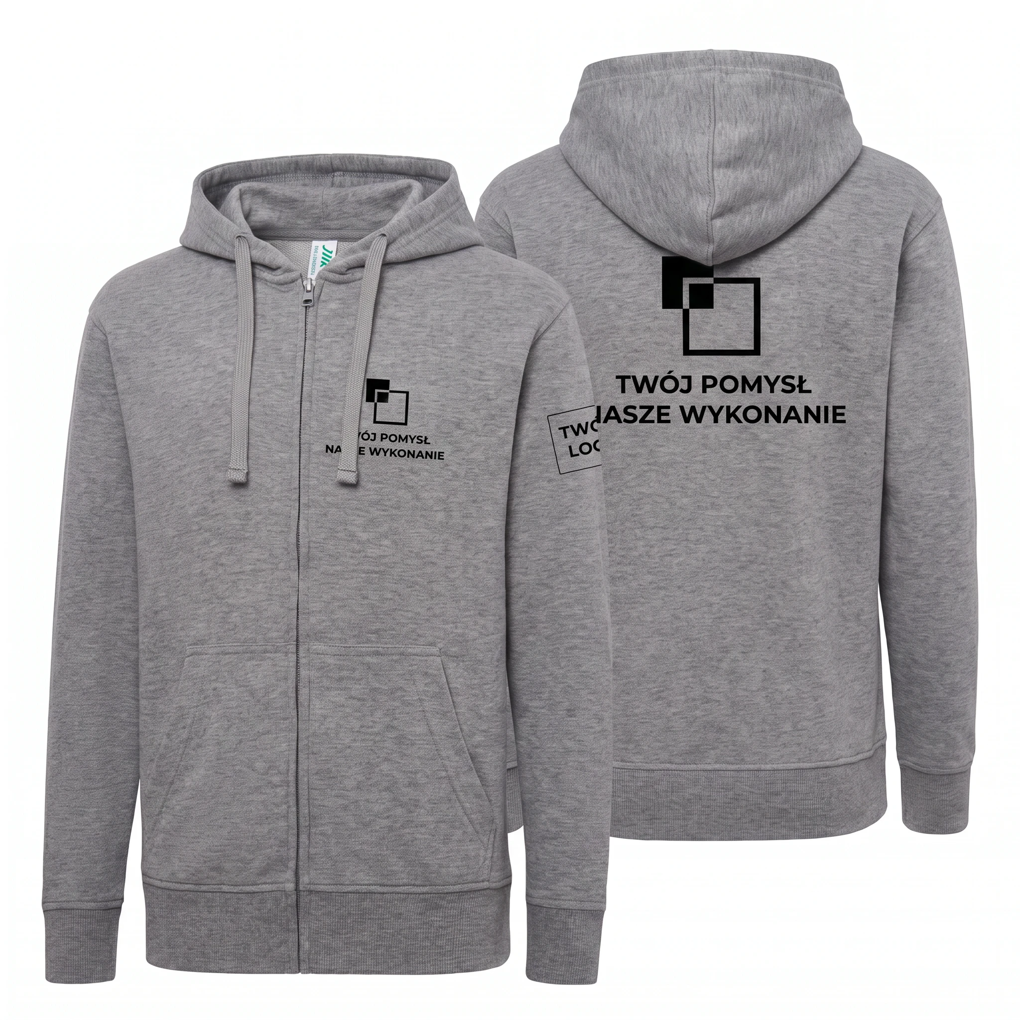 SWULHOOD-GREY_MELANGE-FEMALE_1-1.webp Bluza damska z kapturem suwak Szary melanż - obrazek 1
