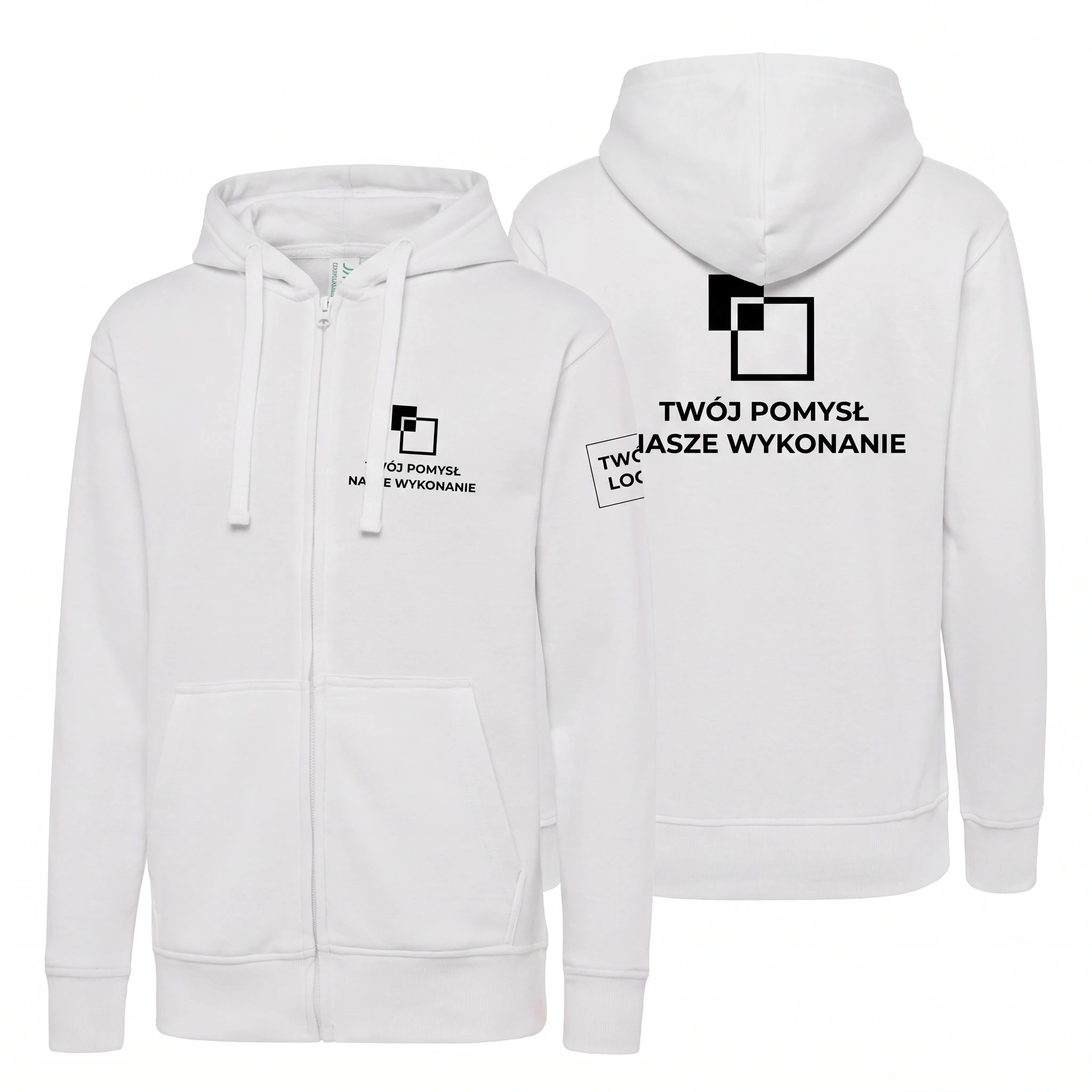 SWULHOOD-WHITE-FEMALE_1-1.webp Bluza damska z kapturem suwak Biała - obrazek 1