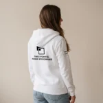 Bluza damska z kapturem suwak Biała - obrazek 4