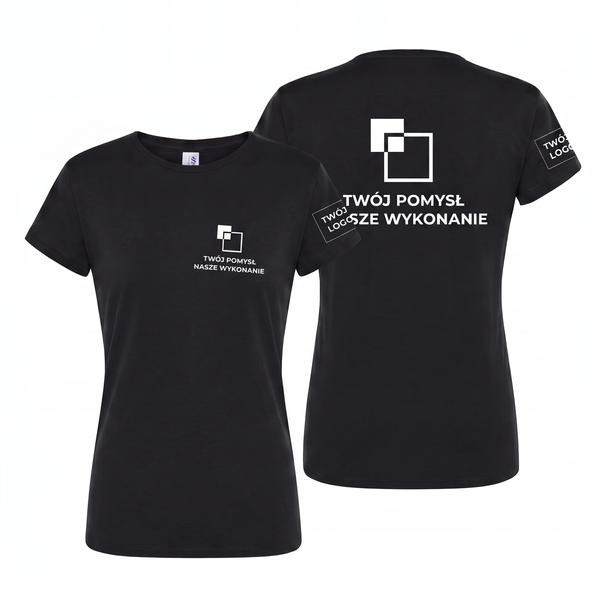 TSRLPRM-BLACK-FEMALE_1-1.webp Koszulka T-Shirt damski Czarny 100% bawełna - obrazek 1
